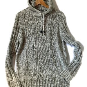 Projek Raw Chunky Grey Cable Knit Sweater Hoodie